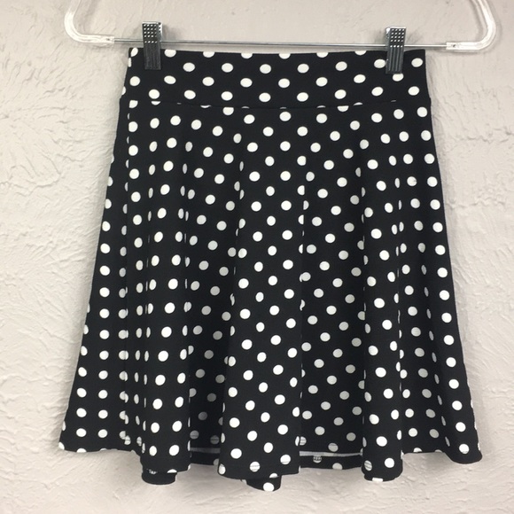 Soprano Dresses & Skirts - Soprano Black & White Polka Dot Skater Skirt Sz S